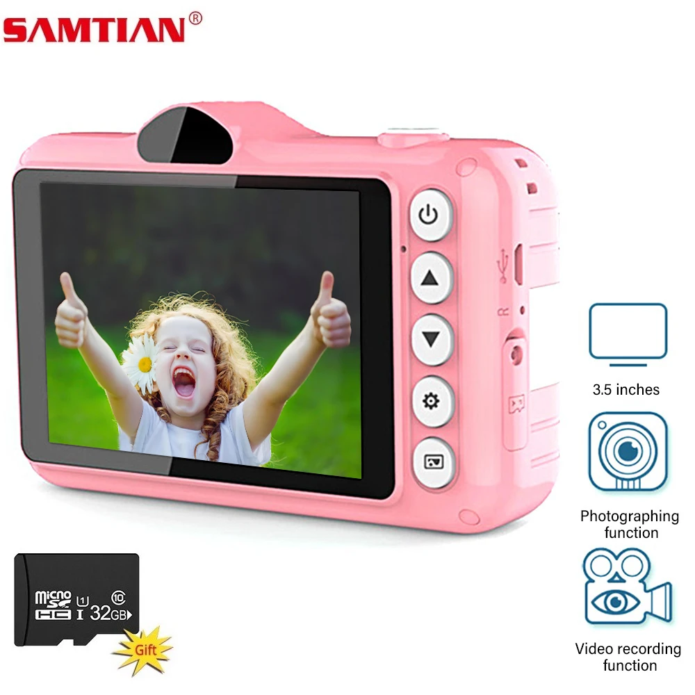 Детская мини камера SAMTIAN HD 1080P 3 5 дюйма с TF картой на 32 ГБ|Компактные видеокамеры| |