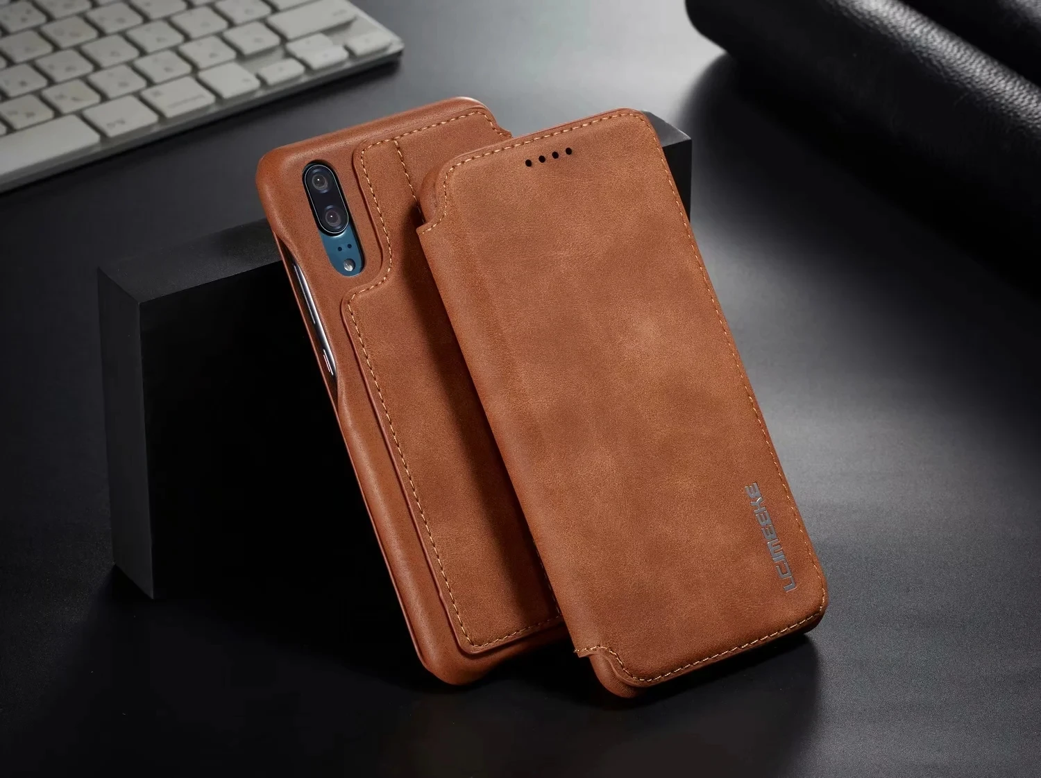 Luxuriöse Leder-Flip-Cover-Hülle für Huawei P20 P30 P40 Pro Lite Thin Slim mit Kartensteckplatz_voghion.com