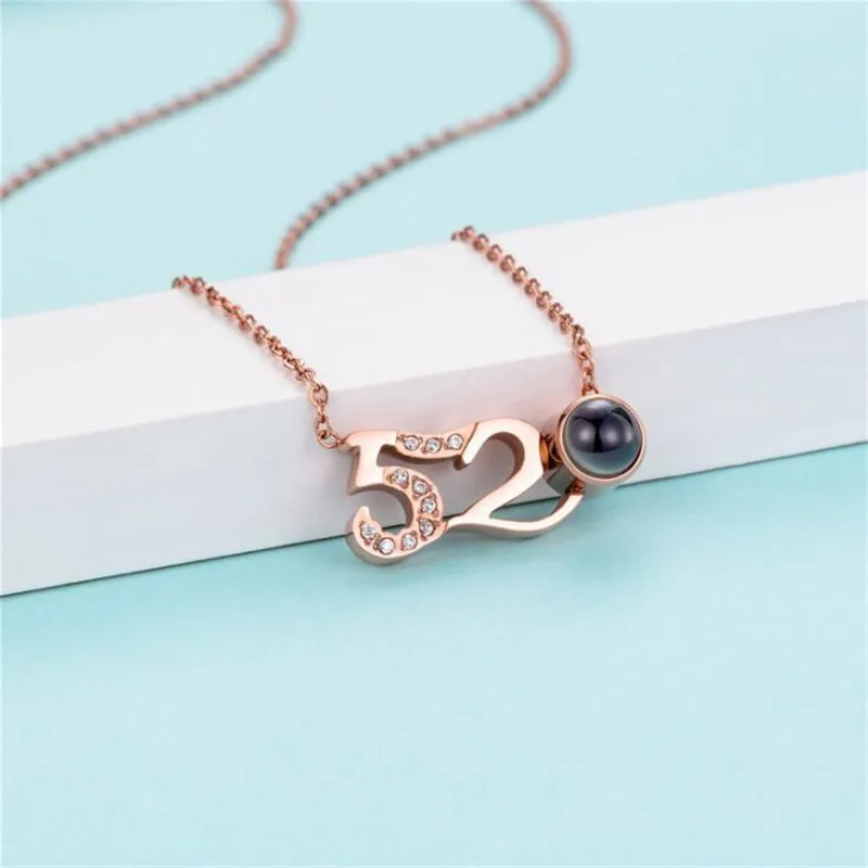 

Dropship Love Heart Romantic Love Memory Wedding Necklace Rose Gold 100 languages I love you Projection Pendant Necklace