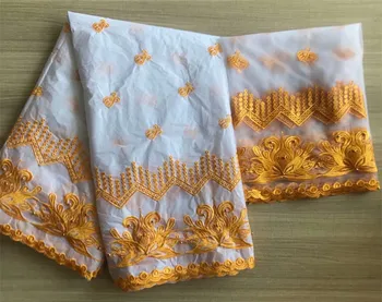 

good quality african bazin riche lace fabric 5+2yards african embroidered getnzer lace fabric with headtie for dress WHAOMA132