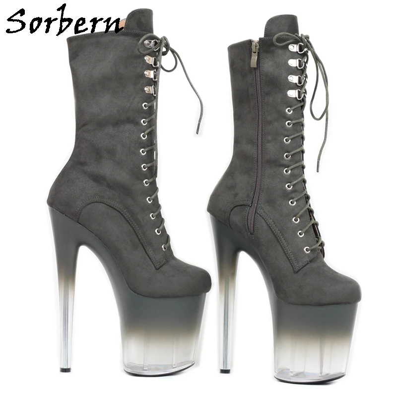 Sorbern Botas de caña baja para mujer, zapatos de tacón de Perspex  degradado, de 8 pulgadas, fetiche, para travestis, color negro|Botas a  media pantorrilla| - AliExpress
