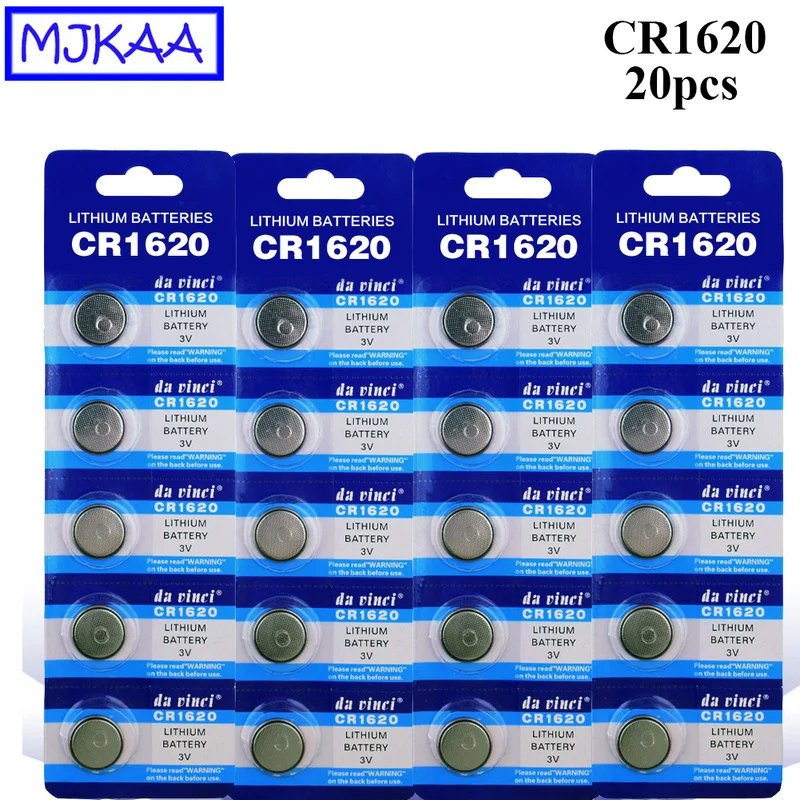 MJKAA 20 шт. LM1620 CR1620 ECR1620 KCR1620 BR1620 литиевый 3 в кнопочный элемент монетная батарея