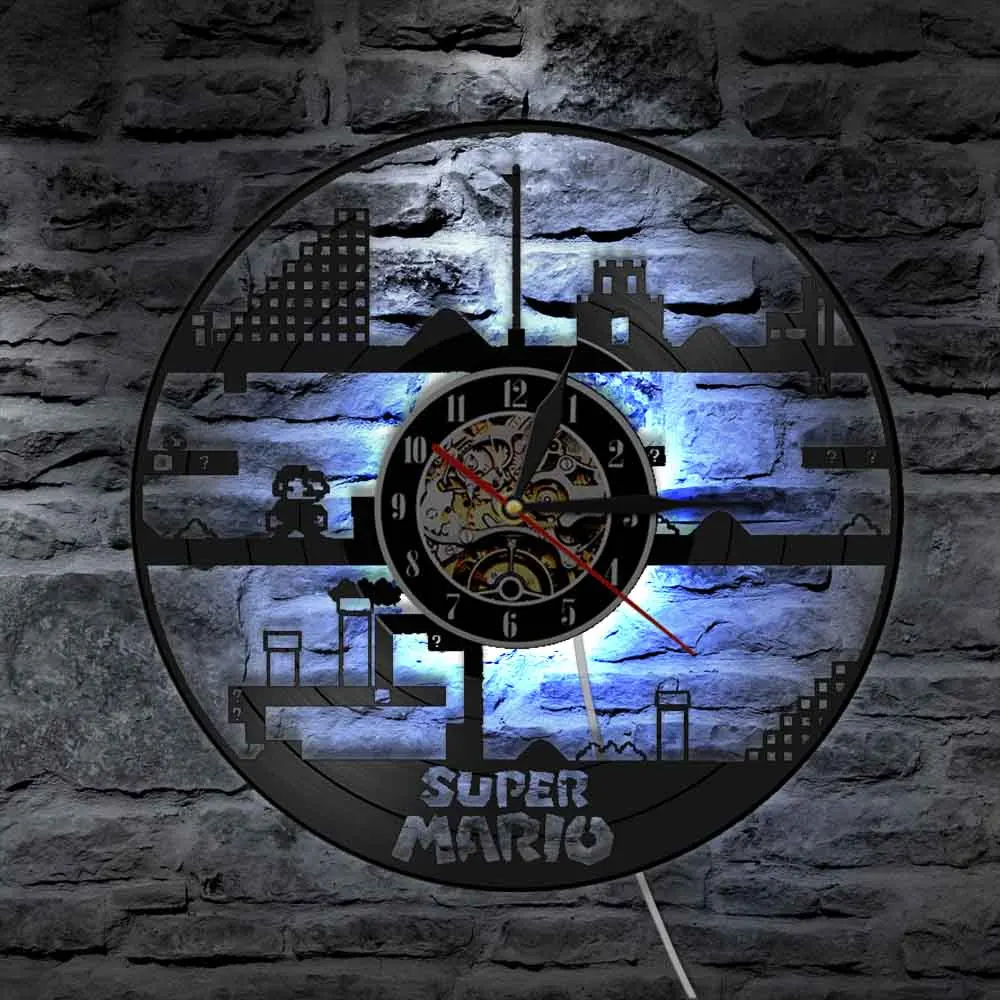 Classic Retro Game Vinyl Record Wall Clock Modern Wall Lamp 3D Wall Watches Time Clocks Creative Handmade Watch Game Lover Gift