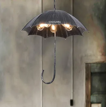 

Retro Industrial Wind Loft Umbrella Chandelier Nordic Iron Restaurant Bar LED Bulbs Chain Pendant Metal Vintage Knob Switch E27