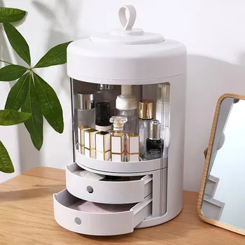 

rotating makeup organizer makeup box Drawer Dresser Rack Portable Cosmetic Desktop Storage Box Plastic Make Up Organizer