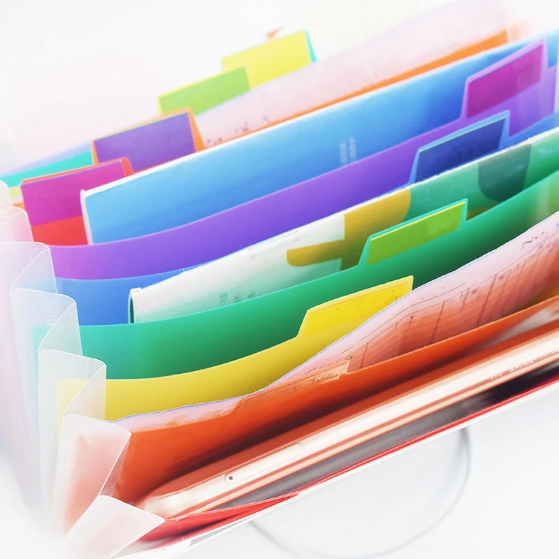 New Office A6 Expanding File Folder Wallet Organ Bag 13 Layer Rainbow Hang Rope Type Filing Products images - 6