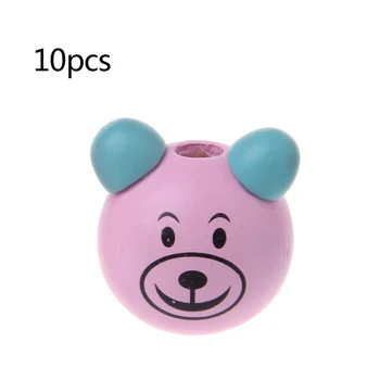 

10pcs 25MM Wooden Bear Head Teething Chew Beads For Baby DIY Pacifier Chain 23GD