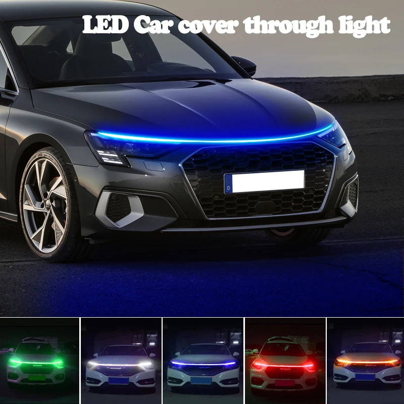 Bande lumineuse diurne pour capot de voiture, rétroéclairage automatique,  lumières LED flexibles, accessoires de voiture universels, lampe décorative,  escales, 12V - AliExpress