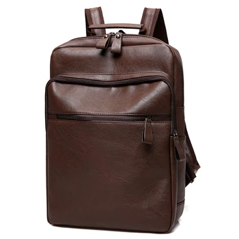

Men Backpacks New Fashion Laptop Backpack Large Capacity Stylish Pu Leather Stundent Back pack Travel Waterproof School Backpack