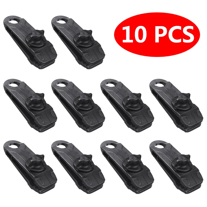 

For Outdoor Camping 10pcs Hook Plastic Windproof Clamp Set Survival Tent Clips Buckle Awning Mini Black Hangers Mayitr