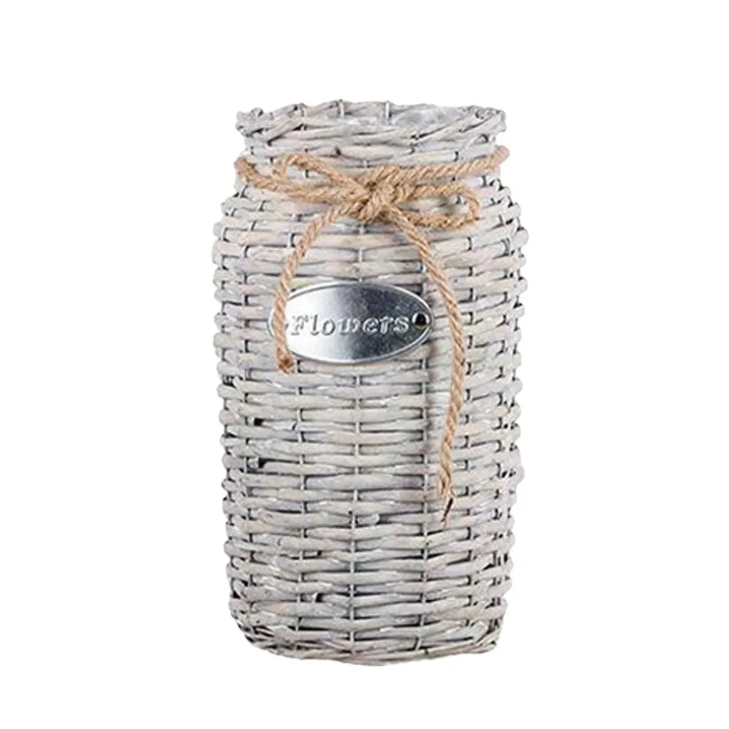 Высококачественная плетеная корзина для хранения цветочных растений соломенная ваза коробки для хранения, домашний декор Новинка - Цвет: Gray