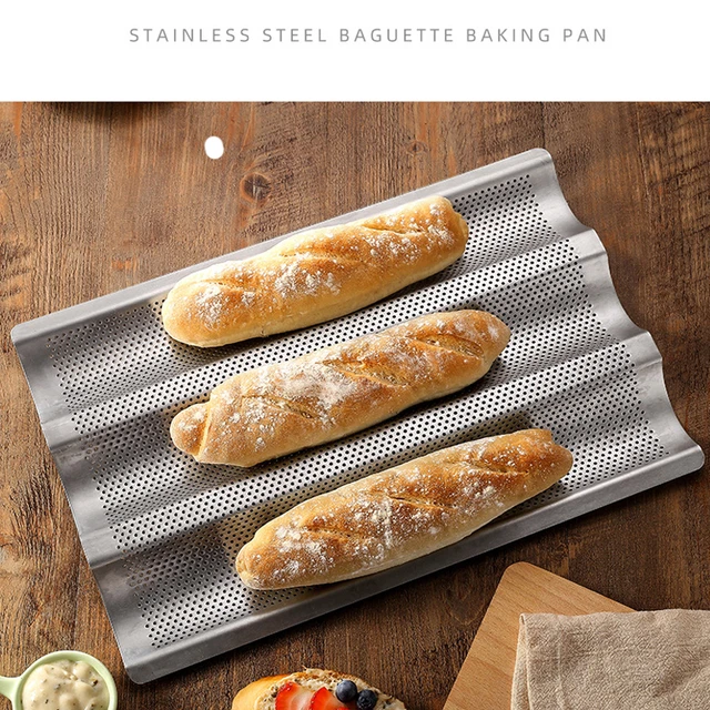 Silver Steel Moule Baguette Baking Pan Practical Dishes For Baking Tray  Toaster Pastry Tools 3 Groove Bread Mold Loaf - AliExpress