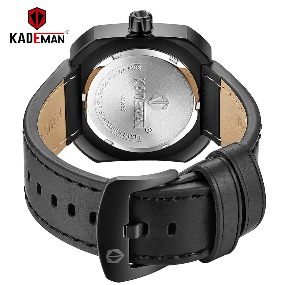KADEMAN креативный циферблат Мужские кварцевые часы водонепроницаемые спортивные часы мужские Лидирующий бренд военные мужские наручные часы Relogio Masculino