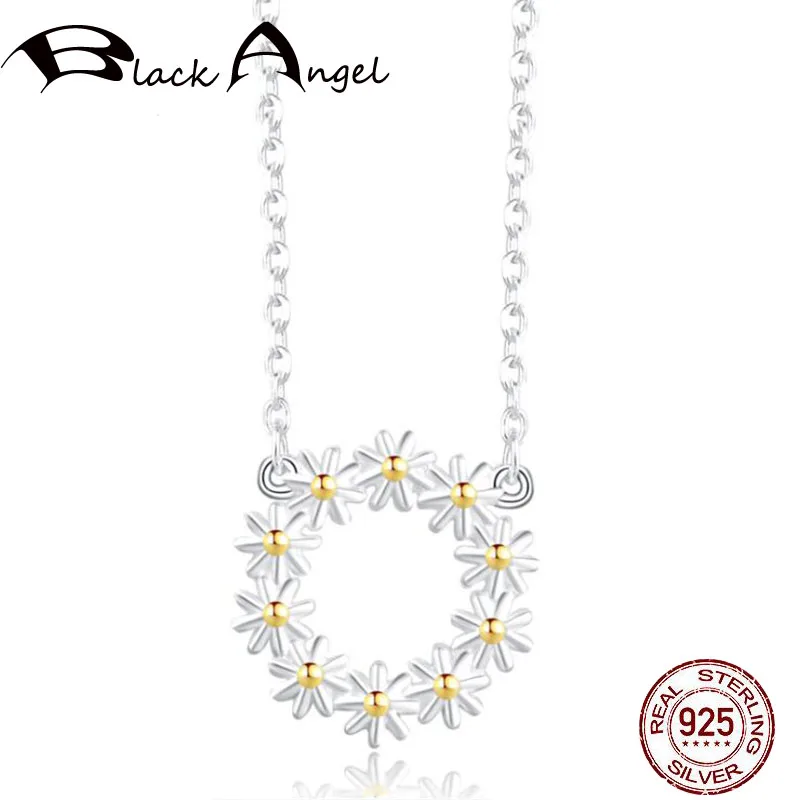 

New Yellow Enamel Daisies Original Necklace for Women 925 Sterling Silver Exquisite Flower Necklaces Fine Jewelry