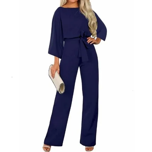 navy blue RICORIT, женский спортивный костюм, облегающий, вечерние, однотонный, облегающий, с длинным рукавом, комбинезоны, Осенние, комбинезон, брюки для женщин - Color: navy blue