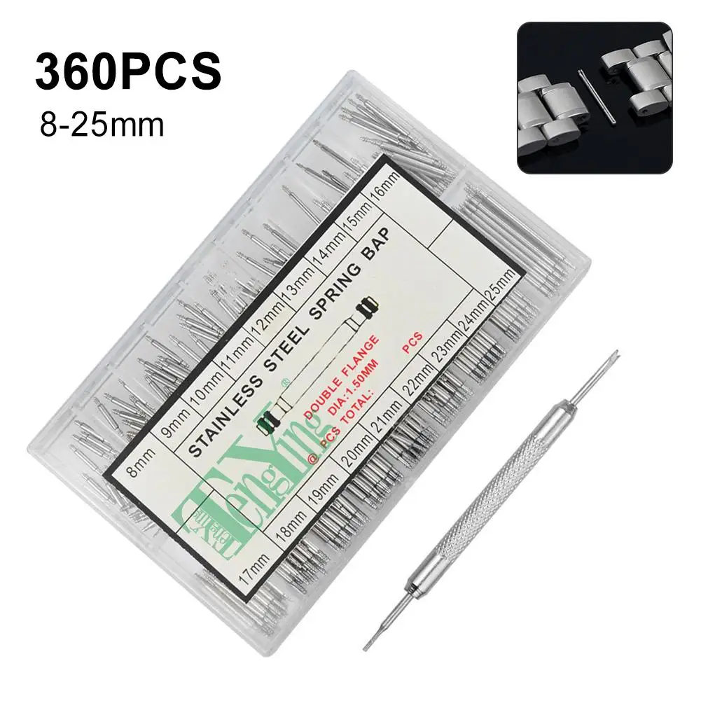 

Professional 360Pcs Spring Bar Link Pins Set Strap Stainless Steel Chain Pin Spring Lever Remover Repair Tool Durable Watch Tool