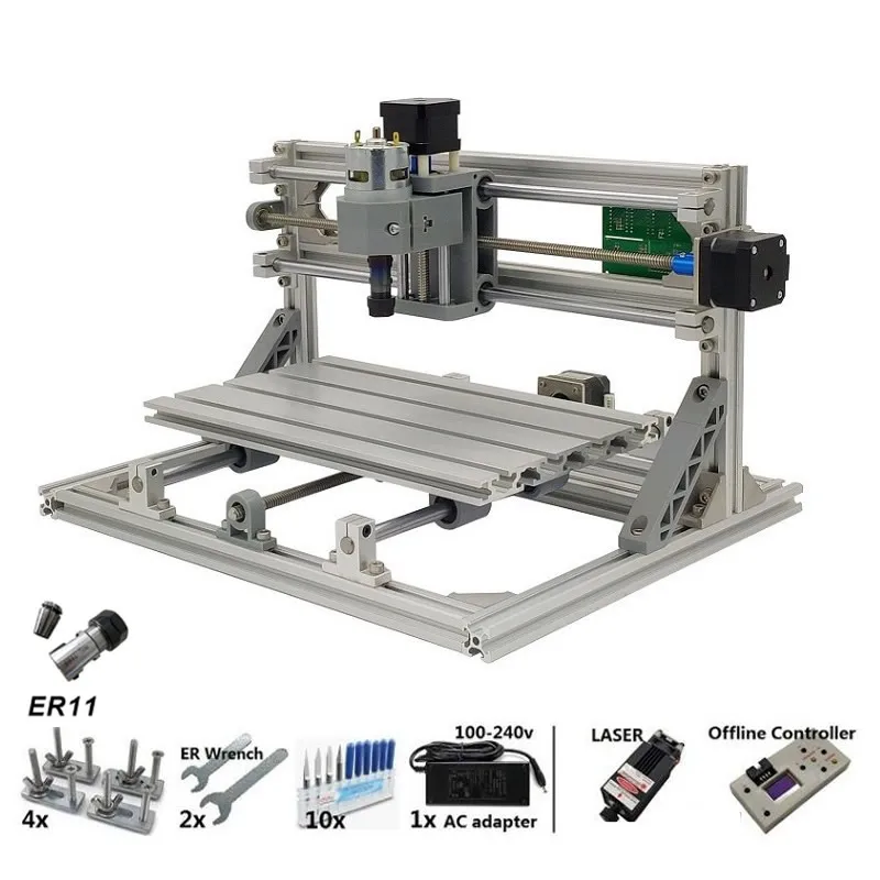 

CNC2418 Pro with ER11 diy mini laser engraving machine Pcb PVC Milling,wood router