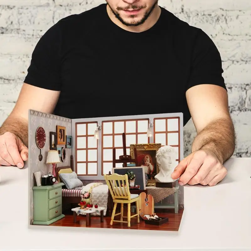 Креативный DIY 3D Деревянный Миниатюрный Кукольный Дом Музыка ручной работы светодиодный модель хижины сборные игрушки Детские подарки на день рождения С Пылезащитным покрытием