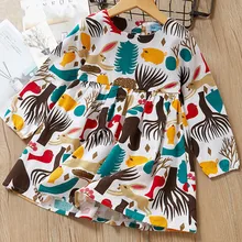 Платье для маленьких девочек Осенняя детская одежда Платья принцессы с длинными рукавами и мультяшным принтом для девочек, детское праздничное платье для детей возрастом от 2 до 6 лет, весна