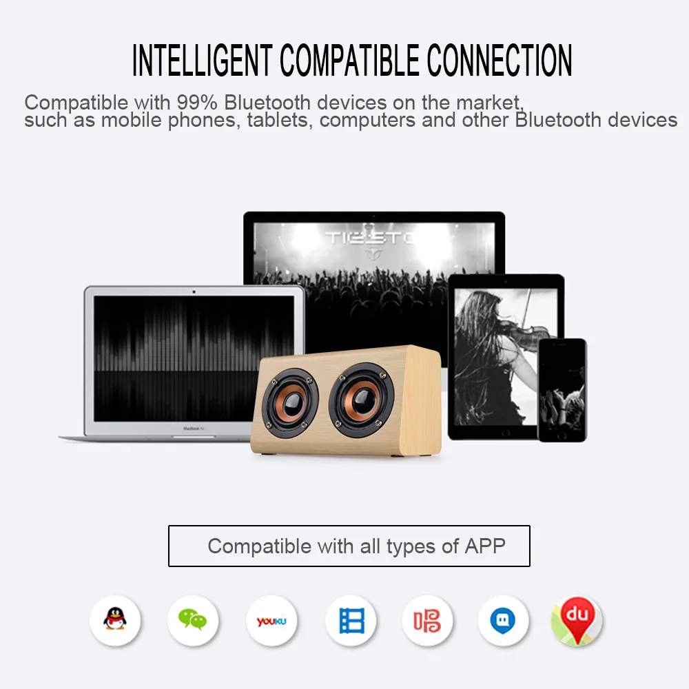 Высокое качество Bluetooth динамик портативный деревянный 6 Вт Выход бас звуковой эффект Bluetooth динамик с усиленными басами zz6