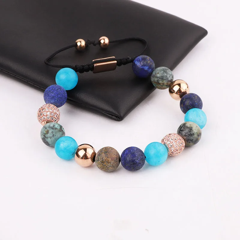 Jaravvi New Design 10mm Matte Gemstone Jewelry Blue Jade Lapis Beads Custom Friendship Bracelet For Women - Image 6