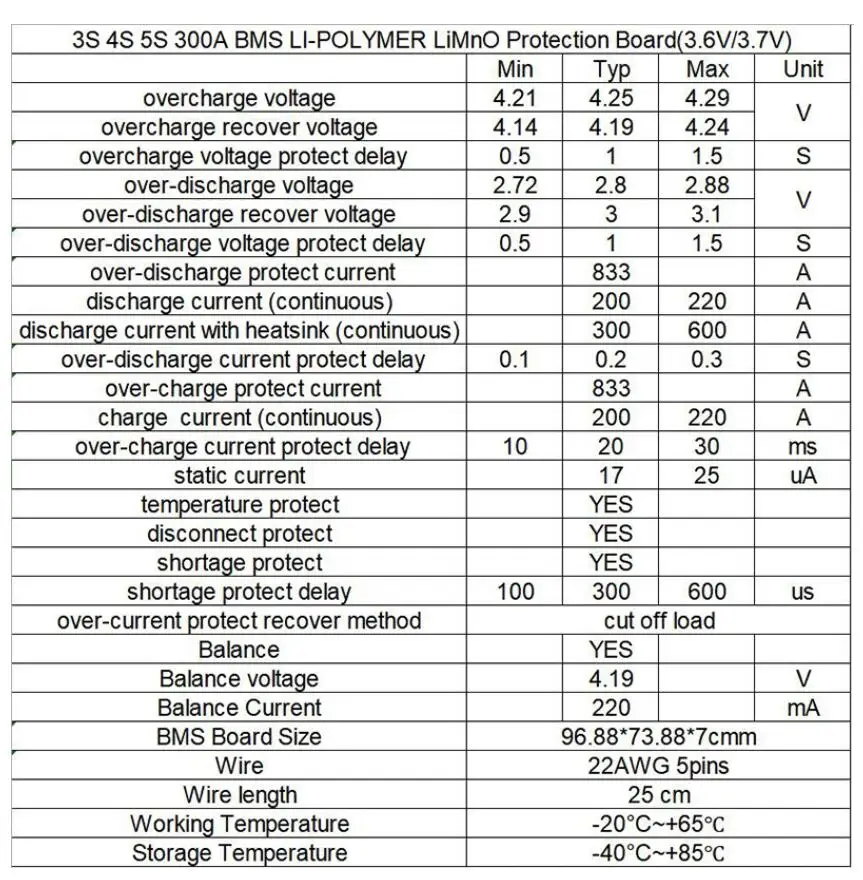 3S 4S 5s 130A 200A 300A 3,2 V литий-ионная Lipo LifePo4 литиевая Защитная плата высокотоковый инвертор BMS мотоцикл Автозапуск