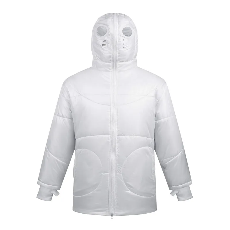 Зимняя мужская куртка, новинка, в стиле хип-хоп, с хлопковой подкладкой, толстые куртки с очками, парка, длинная стеганая верхняя одежда, модная одежда, теплые пальто - Цвет: Белый