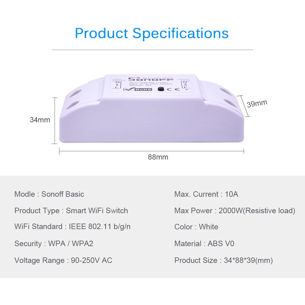 ITEAD Sonoff базовый Wifi переключатель DIY беспроводной пульт дистанционного управления Domotica светильник интеллектуальное реле для домашней автоматизации модуль контроллер работа с Alexa