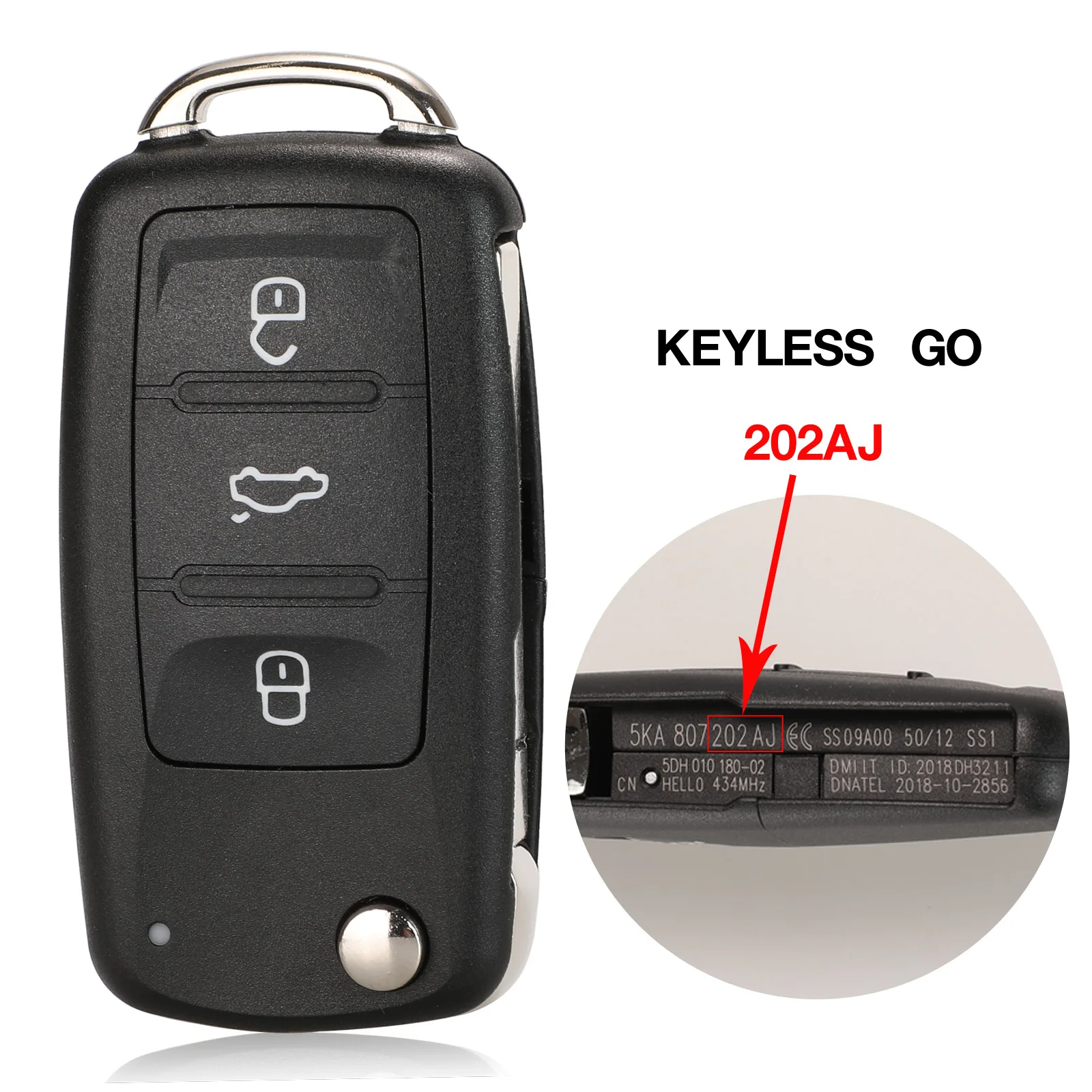 Kutery Keyless go 5K0837202AJ 3 кнопки дистанционного ключа для VW Caddy Eos Golf Jetta Beetle Polo Tiguan Touran