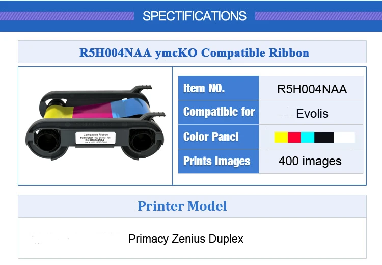 R5H004NAA ymcKO полупанельная цветная лента 400 принтов используется в принтере Evolis Primacy Zenius Duplex Card