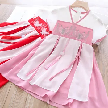 

2020 Summer Girls Embroidered Butterfly Fringed Dress Wholesale