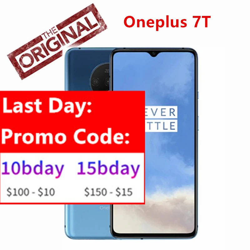 Global Rom Oneplus 7T 7t Cell phone Snapdragon 855 Plus Octa Core 90Hz AMOLED Screen 48MP Triple Cameras UFS 3.0 NFC
