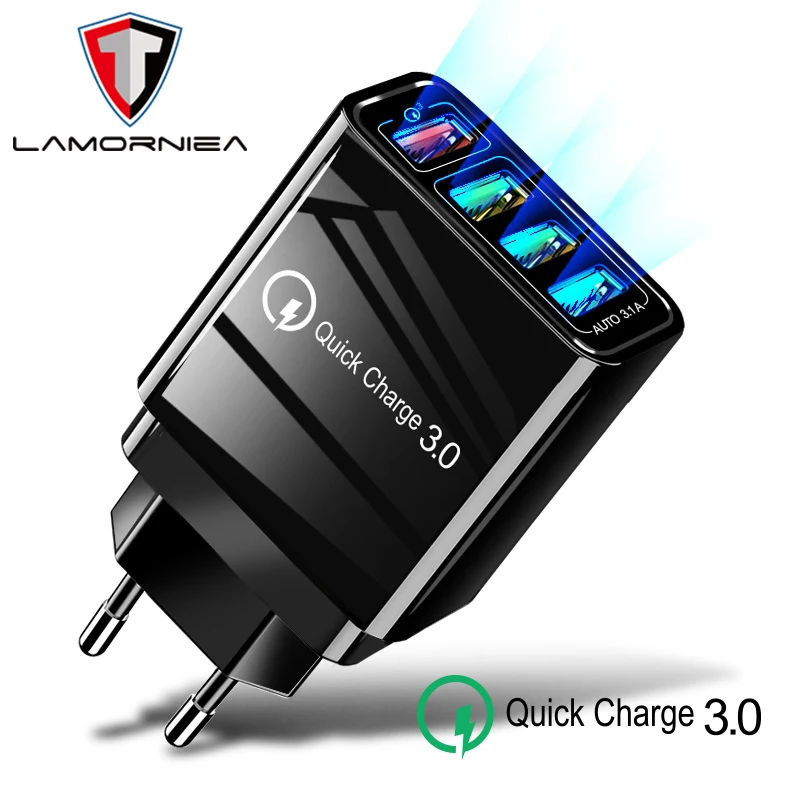 

48W Quick Charge 4.0 3.0 4 Port USB Charger USB Fast Charger QC4.0 QC3.0 For Samsung Note 10 Xiaomi Mi9 iPhone 11 X Wall Adapter