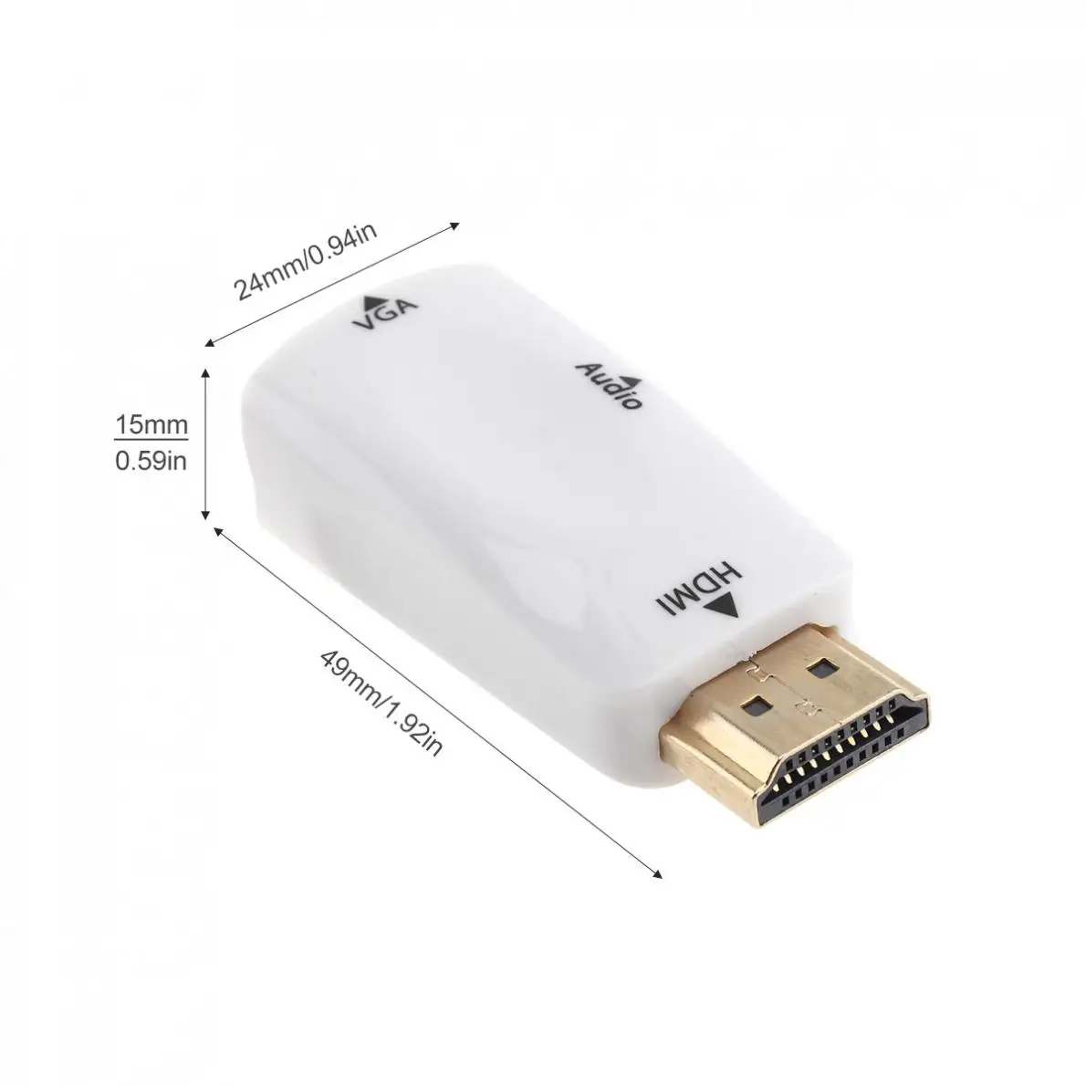 Hd Bianco Plastica Portatile Hdmi a Vga Video con Av Cavo Audio per Pc/Laptop/Dvd/ PS3