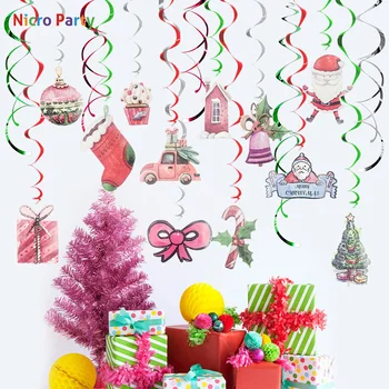 

Nicro PVC Christmas Santa Claus Car Tree Snowman DIY Spiral Ornaments Swirl Party Decorations Party Supplies #Tas37
