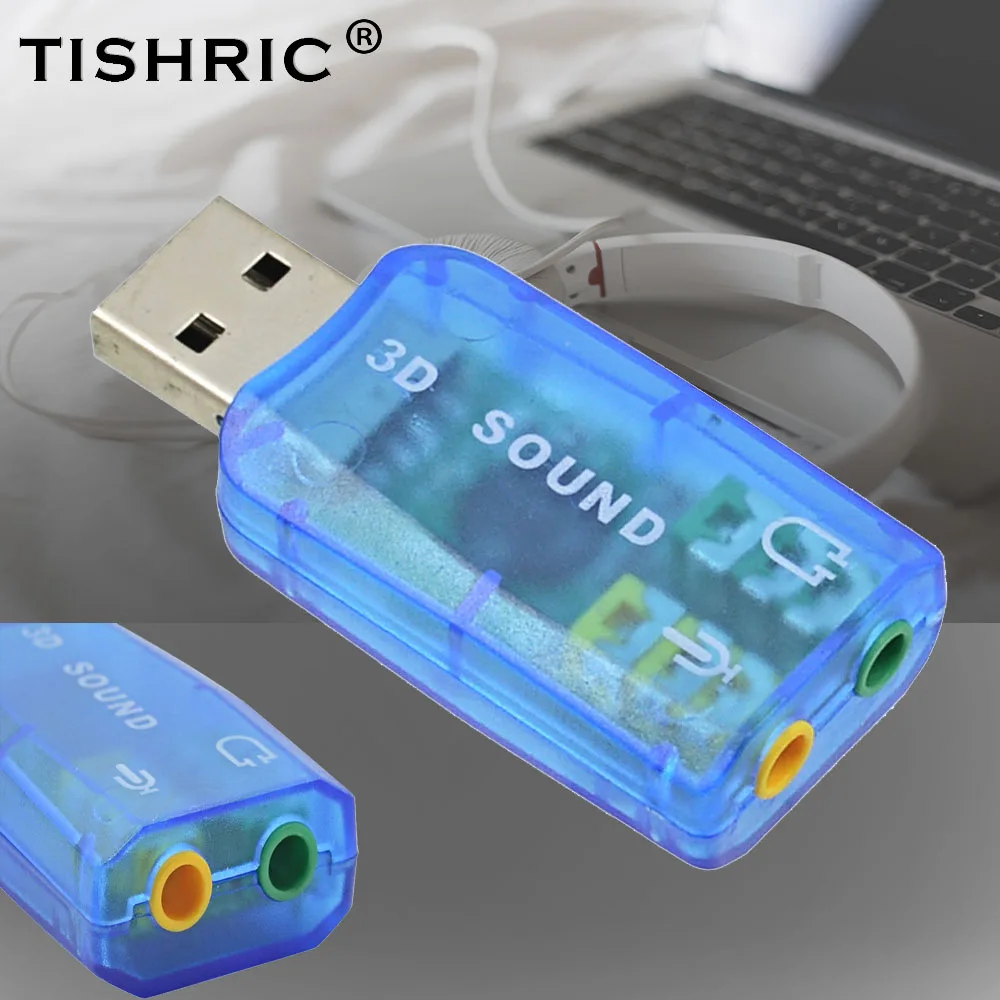 

TISHRIC USB Sound Card 5.1 Channel Virtual Spdif CD Audio Card Adapter Microphone Earphone Interface For Mac/Window/Compter