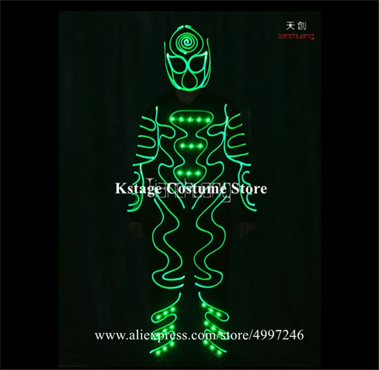 Программирование dj led костюмы трон робот костюм полноцветный RGB светильник наряд светящийся для мужчин проектор красочная маска диско шоу одежда