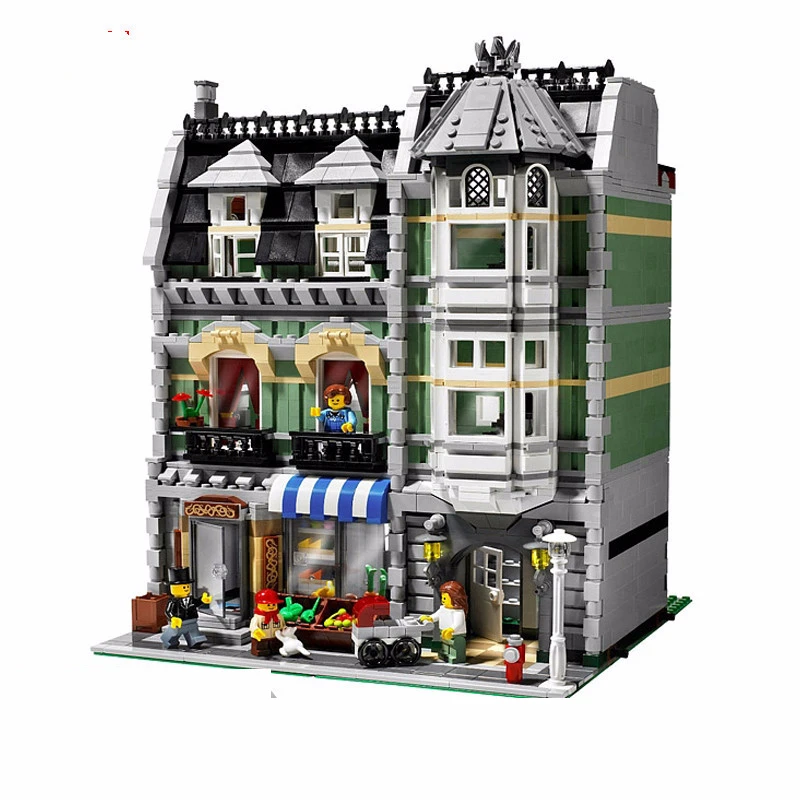 

15008 Streetscape Series Of Print Engraved Green Store Lighting Edition Assembling Alpinia 2462pcs Building BlocksToys 84008