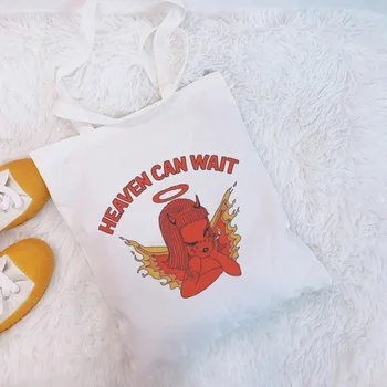 

Haven Can Wait Letter Print Evil Red Little Devil Messenger Bag Cute Shoulder Bags New Harajuku Women Bag Cartoon Handbag Purse