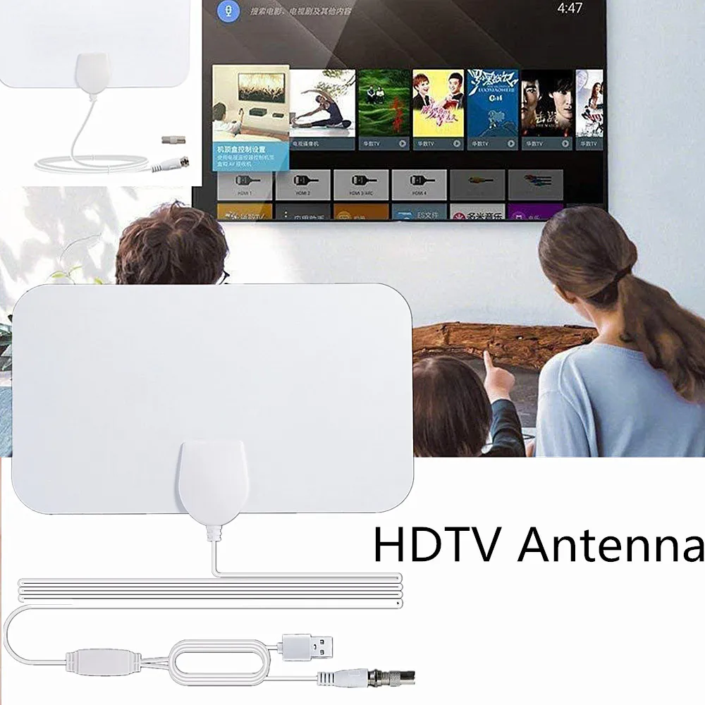 2021 digital HDTV antenna tv Receiver indoor 820 Mile VHF UHF With Amplifier DVB-T/T2 isdb-tb signal satellite dish white Aerial |