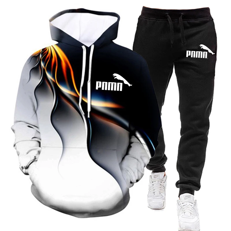 

Autumn 2020 Men Sets Print Hooded Sweatshirt+Pants 2 Pieces Sets Tracksuit Men Clothes Casual Sportwear Fitness Sport Suit S-4XL
