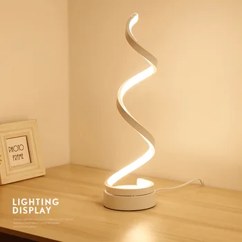 

Modern Spiral LED Table Lamp Smart Dimmable Curved LED Desk Lamp Warm White Light Acrylic LED Modeling Lamp