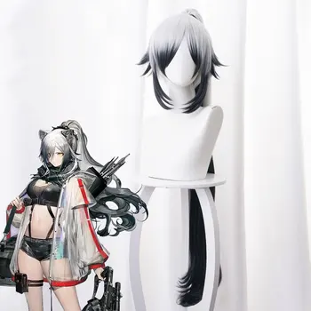 

Tomorrow's Ark Black Ponytail White Light Black Cos Anime Wig Anime Long Double Fluffy Curls Ear+Wig Cosplay Kawaii Women Hair