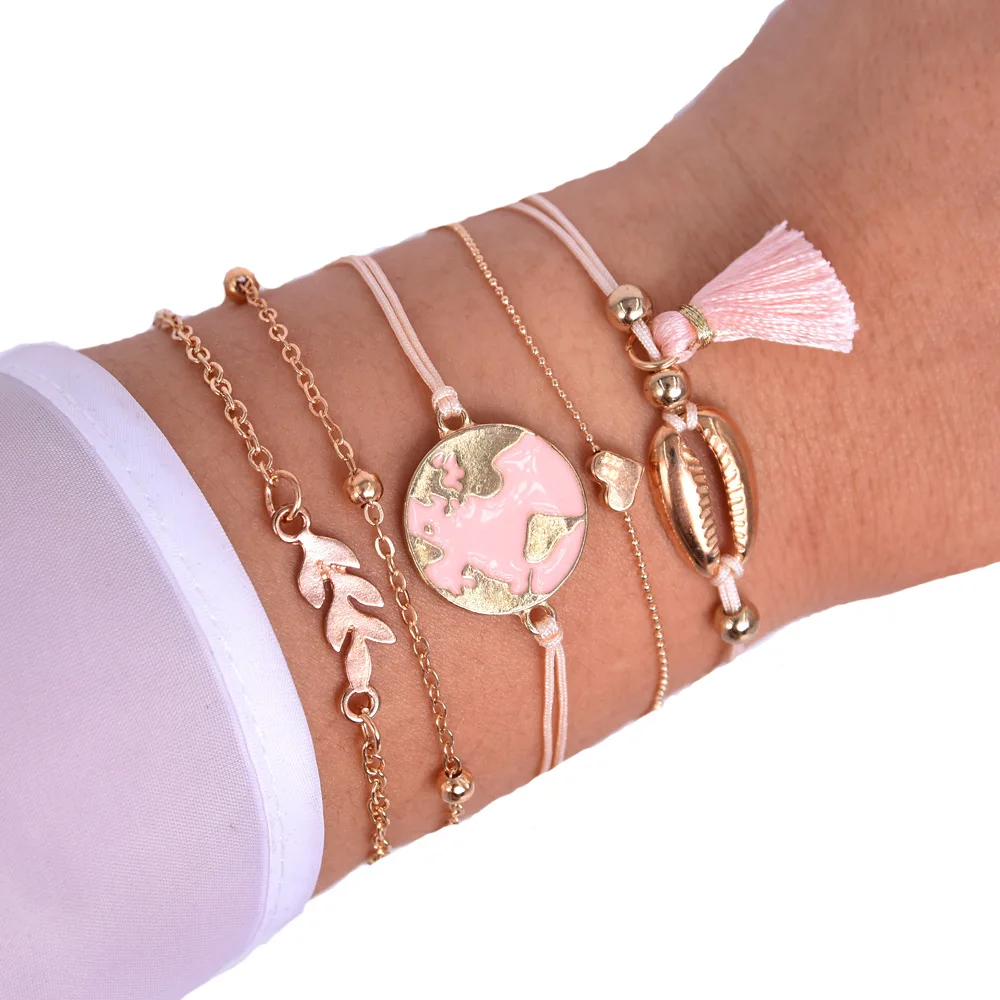 Boho Heart Initial Letters Infinity Evil Eyes Shell Crystal Beads Charm Jewelry Bracelets 31 Style Fashion Tassel Link