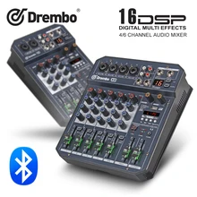 X4/6 DJ портативный мини консоль аудио микшер с DSP эффект звуковая карта, USB, 48 В фантомное питание для ПК записи пение веб-Каст