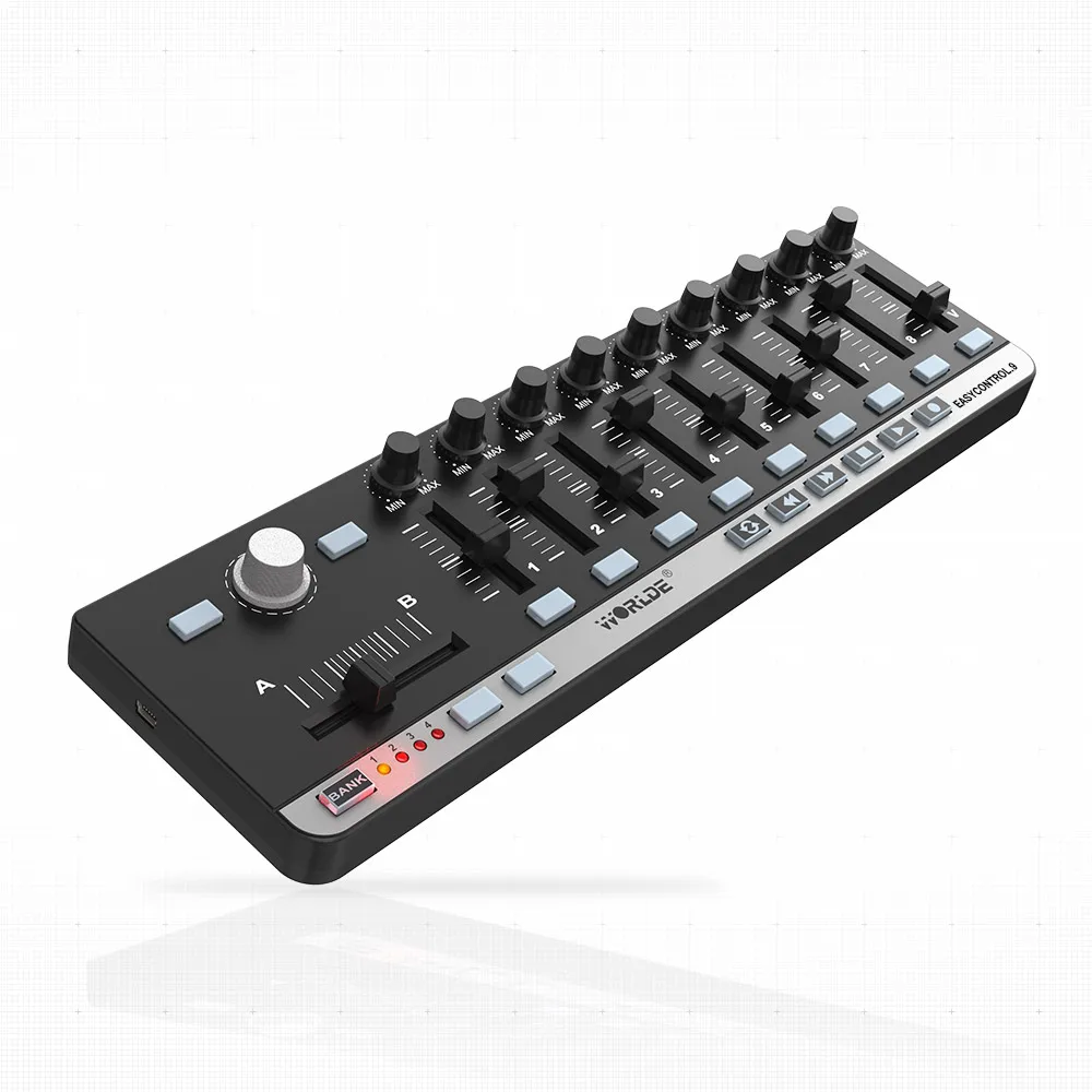  Worlde EasyControl.9 Mini portátil USB 9 Slim-de Control de la línea de controlador MIDI Mini tecla