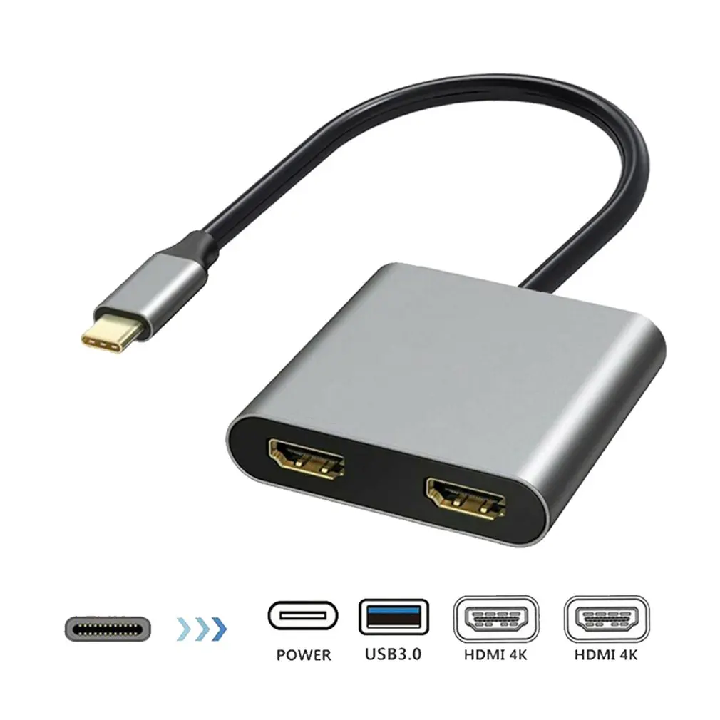 Lightweight Portable 4 in 1 USB Type C To HDMI 4K VGA USB 3 0 Headphone Hub Multiport Adapter USB C Hub Adapter