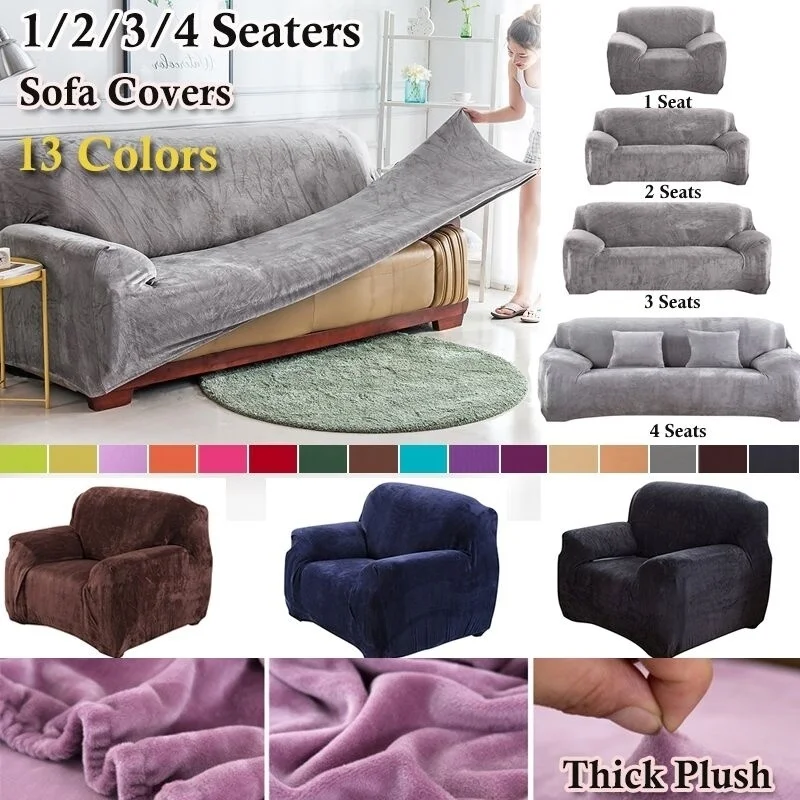 

Plush Velvet Sofa Cover for Living Room Thicken Stretch Corner Elastic Couch Covers Blankets Sectional Slipcover 1/2/3/4 seater