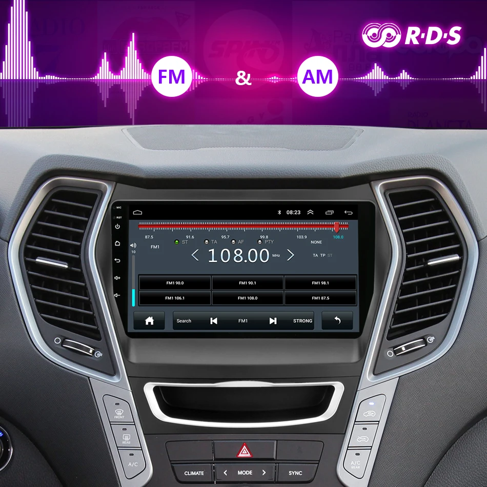 Perfect 9" IPS Android 2G+32G Car Radio for Hyundai Santa Fe 3 2013-2017 RDS DSP Autoradio Navigation GPS 2 Din Head Unit with Frame 6