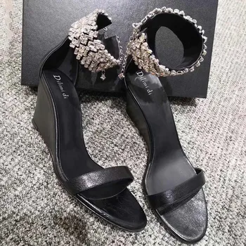 

2020 Summer Luxury Rhinestone Designer Stiletto High Heels Shoes Women Sandals Runway Brand Open Toe Ladies Wedding Pumps Shoes